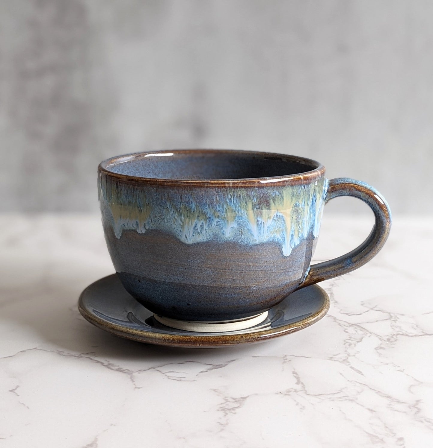 Blue Drippy Tea Cup