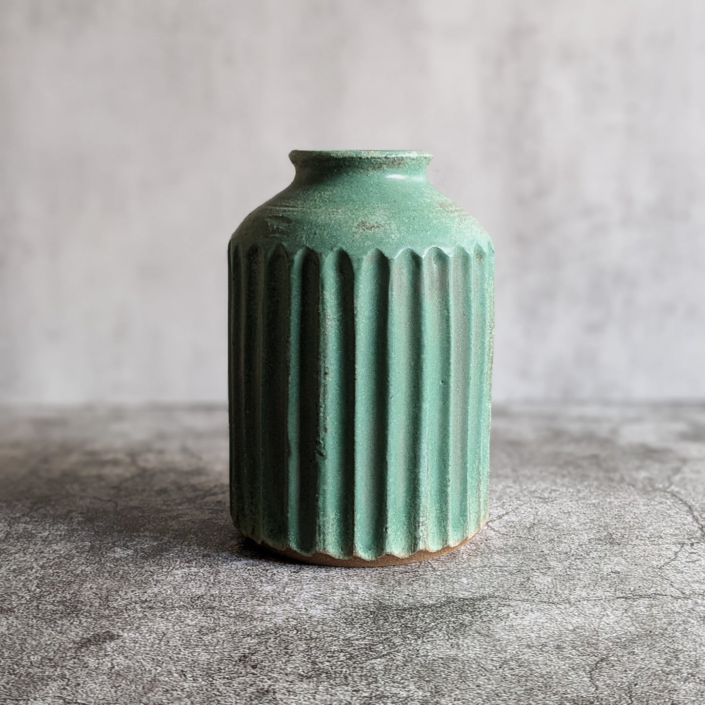 Green Fluted Vase