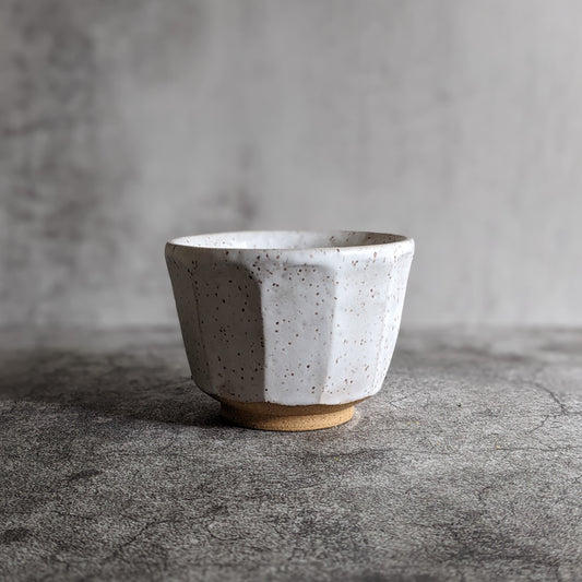 White Faceted Cup
